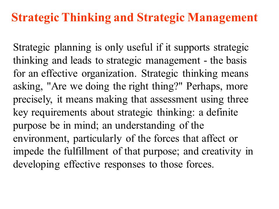 strategic management and critical thinking